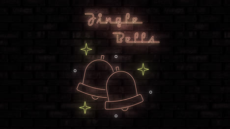 Animation-of-neon-jingle-bells-text-and-bells-on-black-background