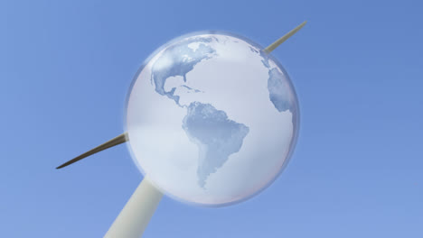 Animation-Des-Globus-über-Einer-Windkraftanlage