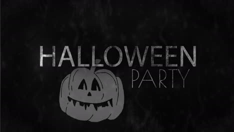 Animation-of-halloween-party-text-over-pumpkin-on-dark-background