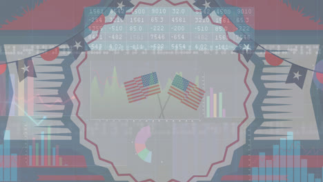 Animation-Amerikanischer-Flaggen-Mit-Statistikverarbeitung