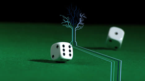 Animation-of-tree-over-dice-on-game-table
