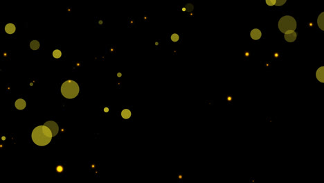 Animation-Von-Gelben-Punkten,-Die-Auf-Schwarzem-Hintergrund-Schweben