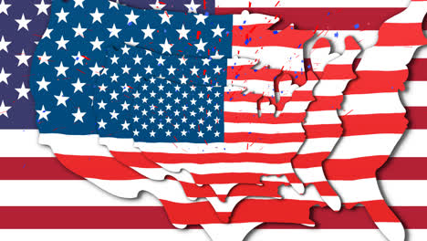Animation-Der-USA,-Gefärbt-Mit-Amerikanischer-Flagge-über-Amerikanischer-Flagge
