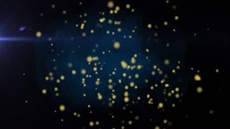 Animation-of-golden-dots-falling-on-dark-blue-background