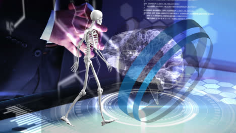 Animación-Del-Cerebro-Humano-Y-El-Esqueleto-Y-Procesamiento-De-Datos-Sobre-Un-Hombre-De-Negocios-Caucásico