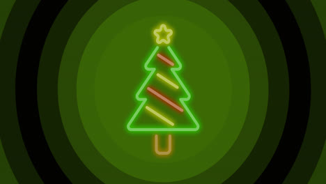 Animation-of-christmas-tree-over-green-circles