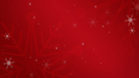 Animation-Eines-Weihnachtlichen-Schneeflockenmusters-Auf-Rotem-Hintergrund