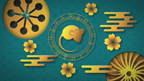 Animation-Des-Goldenen-Chinesischen-Rattensymbols-Auf-Blauem-Hintergrund