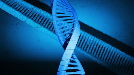 Animation-of-macro-of-blue-3d-dna-strand-spinning