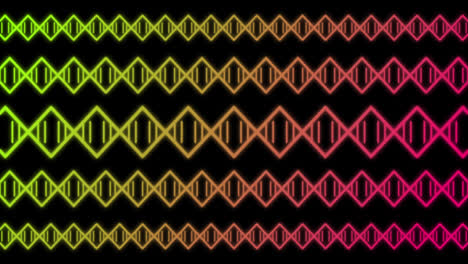 Animation-of-yellow-and-red-zig-zags-on-black-background