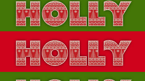 Animation-Von-Stechpalmentext-Zu-Weihnachten-Auf-Rotem-Und-Grünem-Hintergrund