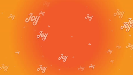 Animation-of-multiple-joy-texts-at-christmas-on-orange-background