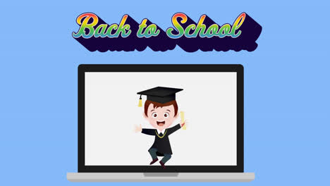 Animation-of-back-to-school-text-over-school-items-icons-on-blue-background