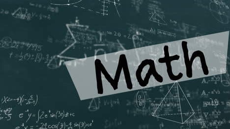 Animation-of-math-text-over-mathematical-equations-on-green-background