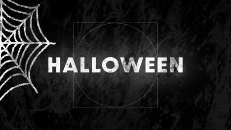 Animation-of-halloween-text-over-spiderweb-on-dark-background