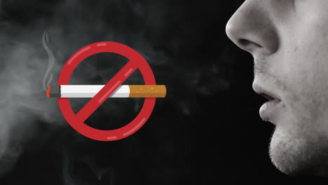 Animation-of-smoking-forbidden-sign-with-lit-cigarette-and-man's-face