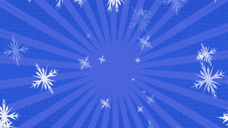 Animation-of-christmas-snowflakes-falling-on-blue-background