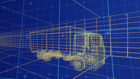 Animation-of-3d-car-drawing-driving-over-grid