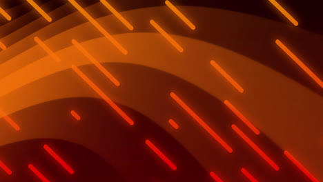 Animation-of-red-and-orange-lines-over-black-background-with-orange-waves