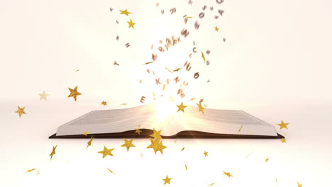 Animation-of-glowing-stars-floating-over-open-book