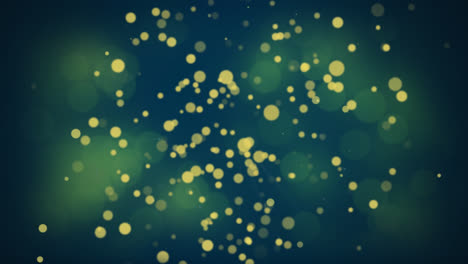 Animation-of-golden-dots-falling-on-dark-green-background