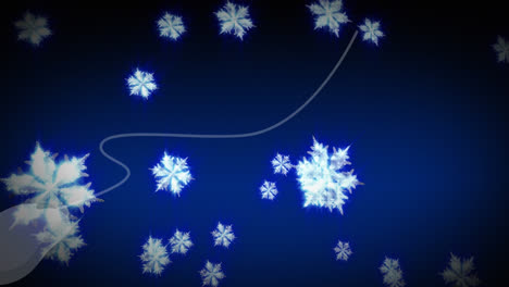 Animation-Von-Weihnachtsschnee,-Der-über-Blauen-Hintergrund-Fällt