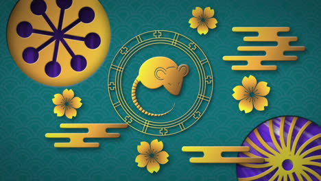 Animation-Des-Goldenen-Chinesischen-Rattensymbols-Auf-Blauem-Hintergrund