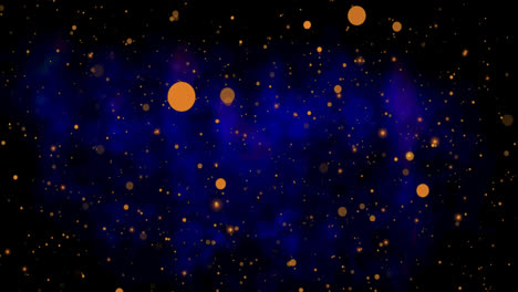 Animation-of-golden-dots-falling-on-navy-background