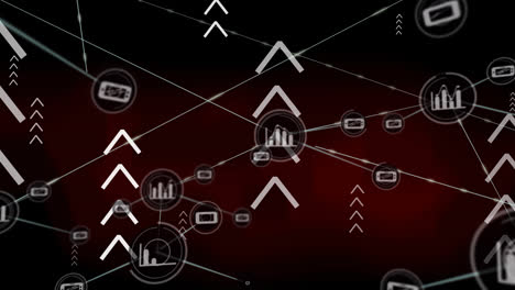 Animation-Eines-Netzwerks-Von-Verbindungen-über-Pfeilen-Auf-Braunem-Hintergrund