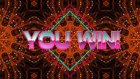 Animation-Des-„You-Win“-Textes-über-Kaleidoskopisch-Bewegten-Formen