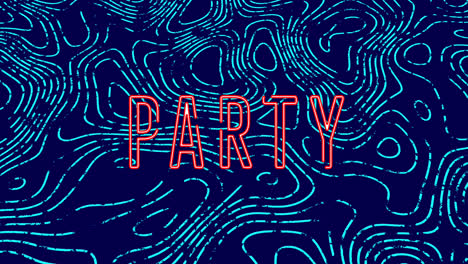 Animation-Von-Partytext-über-Formen-Auf-Blauem-Hintergrund