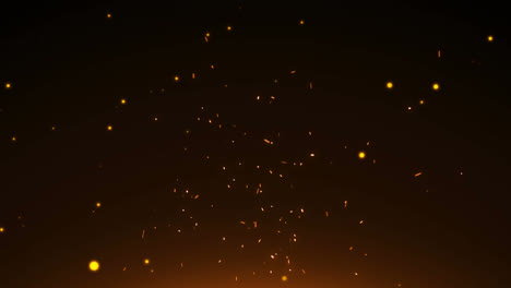 Animation-of-golden-dots-floating-on-black-background