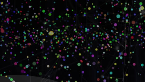 Animation-Von-Lichtpunkten-über-Einem-Netzwerk-Von-Verbindungen-Auf-Schwarzem-Hintergrund