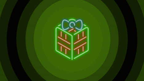Animation-of-christmas-present-over-green-circles