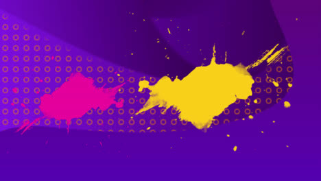 Animation-of-colorful-paint-stains-on-purple-background