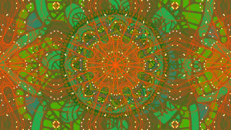 Animation-Rotierender-Mandalas-In-Orange-Und-Grün