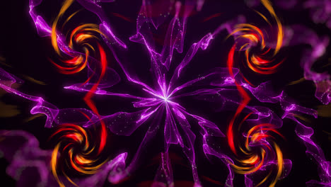Animation-Von-Spiralförmigen-Flammen-Und-Rosa-Formen-Auf-Schwarzem-Hintergrund