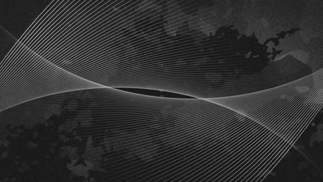 Animation-of-white-lines-and-black-shapes-on-gray-background
