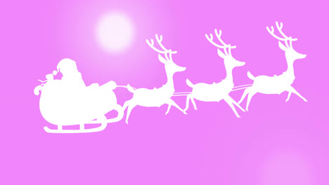 Animation-Des-Weihnachtsmannschlittens-Auf-Rosa-Hintergrund
