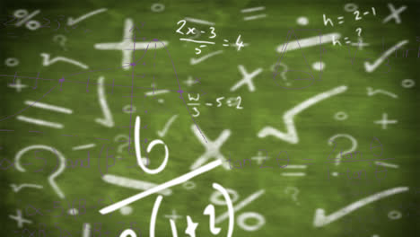 Animation-of-mathematical-equations-on-green-background