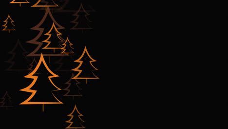 Animation-of-christmas-tree-orange-pattern-and-copy-space-on-black-background