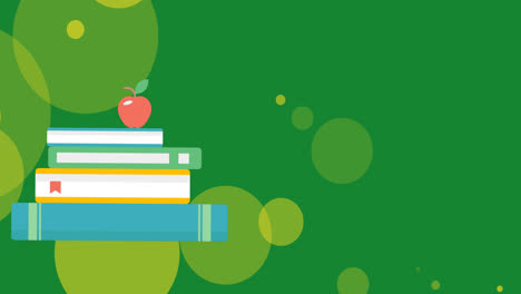 Animation-of-yellow-spots-over-apple-on-stack-of-books