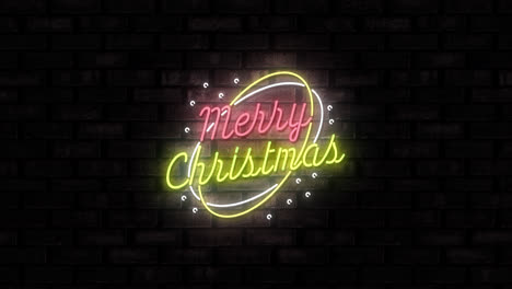 Animation-of-neon-merry-christmas-text-and-circles-on-black-background