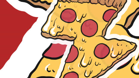 Animation-Mehrerer-Blitzförmiger-Pizzasymbole-Auf-Weißem-Hintergrund