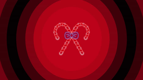 Animation-of-candy-canes-at-christmas-over-red-circles
