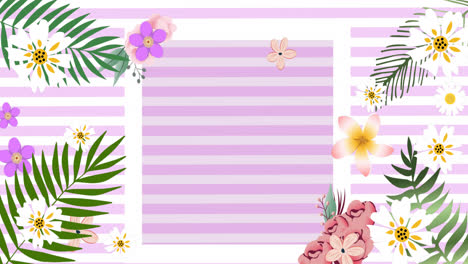 Animation-of-multiple-flowers-moving-over-pink-background