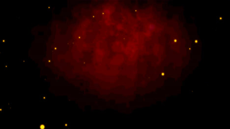 Animation-of-golden-dots-falling-on-red-and-black-background