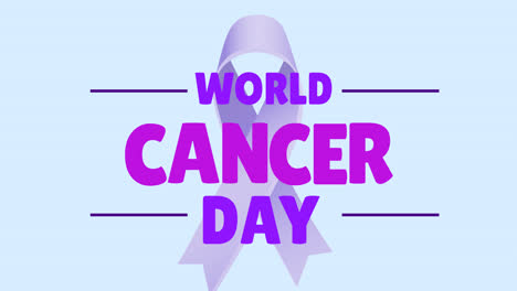 Animation-of-world-cancer-day-text-and-blue-ribbon-on-blue-background