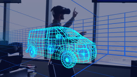 Animation-of-digital-3d-drawing-of-car-over-man-using-vr-headset