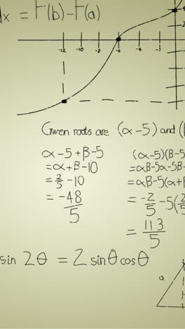Animation-of-handwritten-mathematical-formulae-over-green-background